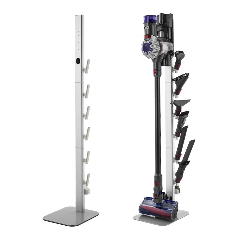 VEVOR Vacuum Stand, Compatible with Dyson G5 V15 V12 V11 V10 V8 V7 V6 Series Upright Vacuums Cleaners & Accessories, Stable Vacuum Stand Holder with 6 Hooks and Non-slip Footpads, Gray