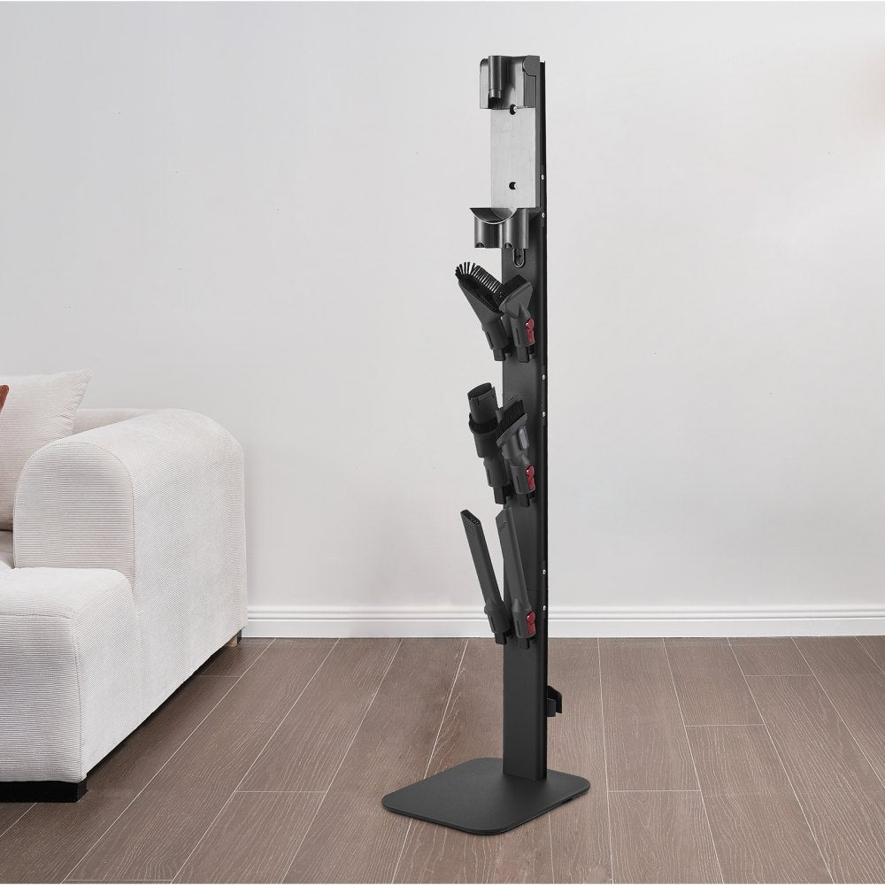 VEVOR Vacuum Stand, Compatible with Dyson G5 V15 V12 V11 V10 V8 V7 V6 Series Upright Vacuums Cleaners & Accessories, Stable Vacuum Stand Holder with 6 Hooks and Non-slip Footpads, Black