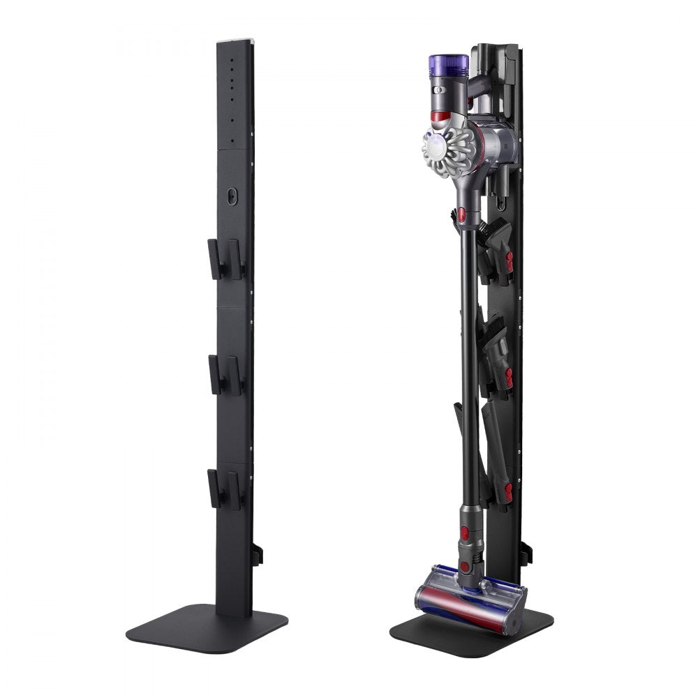 VEVOR Vacuum Stand, Compatible with Dyson G5 V15 V12 V11 V10 V8 V7 V6 Series Upright Vacuums Cleaners & Accessories, Stable Vacuum Stand Holder with 6 Hooks and Non-slip Footpads, Black