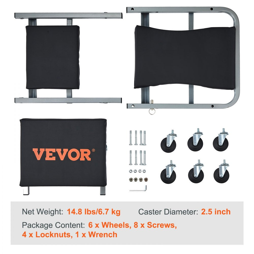 VEVOR Z-Creeper Seat, 2 in 1 Rolling Folding Car Creeper/Stool, 300 lbs Capacity Mechanic Creeper, Low Profile Creeper with 6 pcs Wheels for Garage, Shop, Auto Repair, Lay Down or Sit, Black
