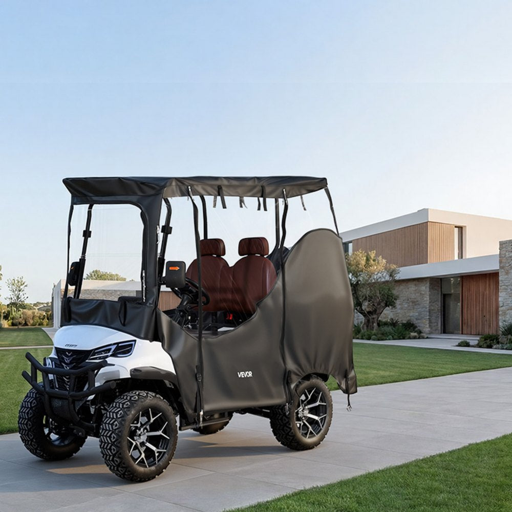 VEVOR Golf Cart Cover, Visible Full-Enclosure 2&2+2 Passenger Golf Cart, 600D Waterproof Oxford Fabric Club Car Cover Fits Most Carts Club Car, Yamaha, EZGO, Honda, PVC Coating & Windproof Hook Design