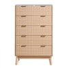VEVOR 5 Fluted Drawer Dresser, Wooden Chest of Drawers with Sliding & Anti-tip Device, Modern Minimalist Dresser Chest, Closet Storage Organizer for Living Room, Hallway, Bedroom, Entryway, Light Wood