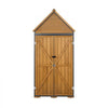 VEVOR Outdoor Storage Shed, 44.09" x 66.93" Wood & Metal Garden Tool Shed with Lockable Doors & Sloped Roof, Waterproof Outside Storage Cabinet with Shelves & Floor for Backyard Patio Lawn, Brown