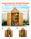 VEVOR Outdoor Storage Shed, 44.09" x 66.93" Wood & Metal Garden Tool Shed with Lockable Doors & Sloped Roof, Waterproof Outside Storage Cabinet with Shelves & Floor for Backyard Patio Lawn, Brown