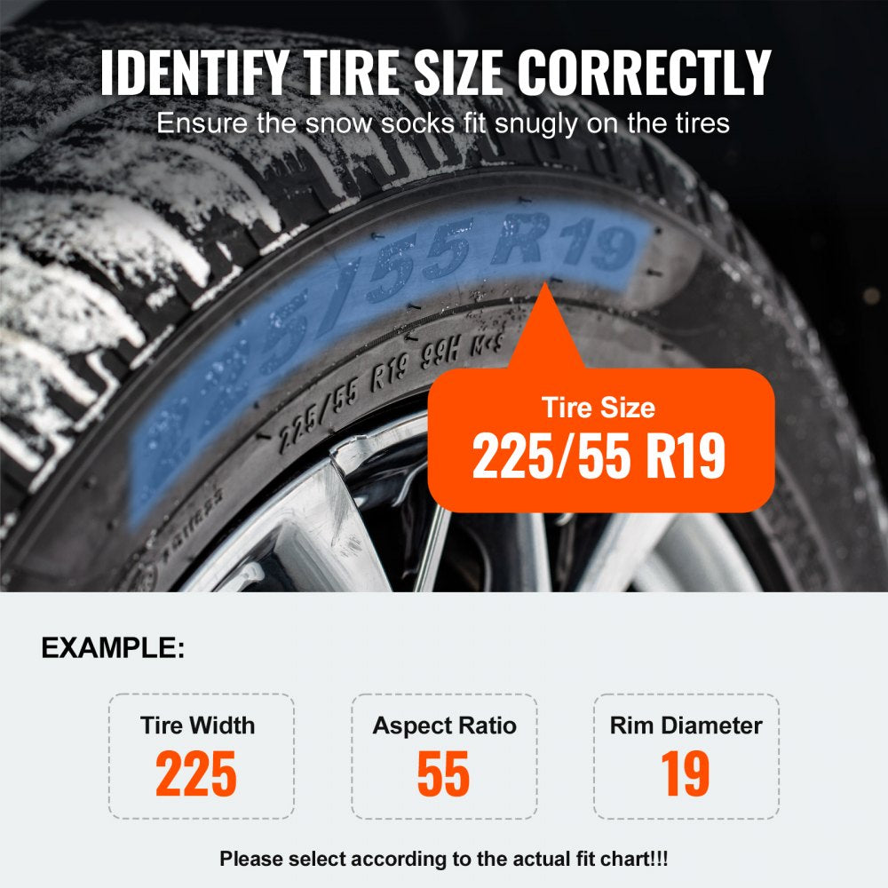 VEVOR Auto Tightening Snow Chains, Diamond Mesh Traction Wheel Chains for Anti-slip, Alloy Steel Tire Chains for Tires 265/75-15, 265/75-16, LT265/75-16, 255/75-17, LT255/75-17, 275/45-22, 265/70-16