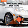 VEVOR Auto Tightening Snow Chains, Diamond Mesh Traction Wheel Chains for Anti-slip, Manganese Alloy Steel Emergency Tire Chains for Cars, Pickups, SUVs, and Trucks (Set of 2)