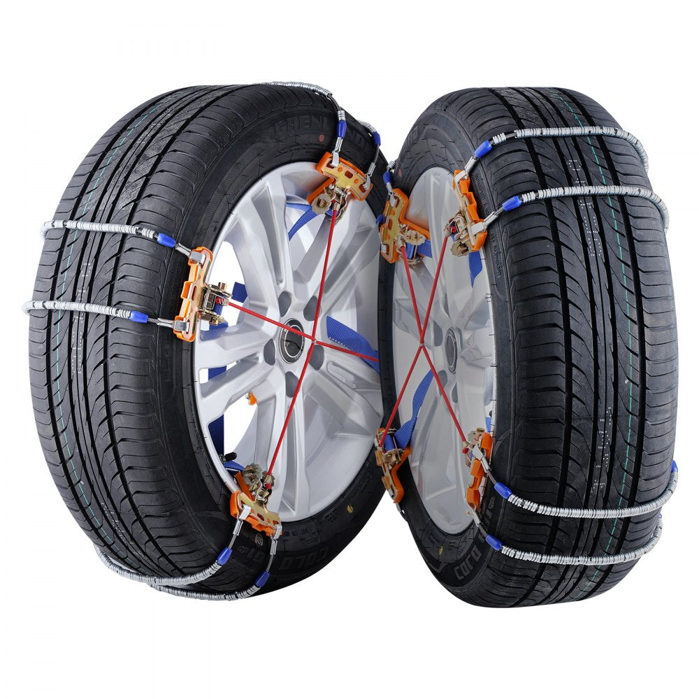 VEVOR 8 PCS Snow Chains, Tire Traction Wheel Chains for Tire Width 9.2-11.2 in/235-285 mm, Manganese Alloy Steel Emergency Tire Chains for Cars, Pickups, SUVs, and Trucks