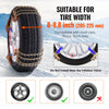 VEVOR 16 PCS Thickened Snow Chains, Tire Traction Wheel Chains for Tire Width 8-8.8 in /205-225 mm, Manganese Alloy Steel Emergency Tire Chains for Cars, Pickups, SUVs, and Trucks