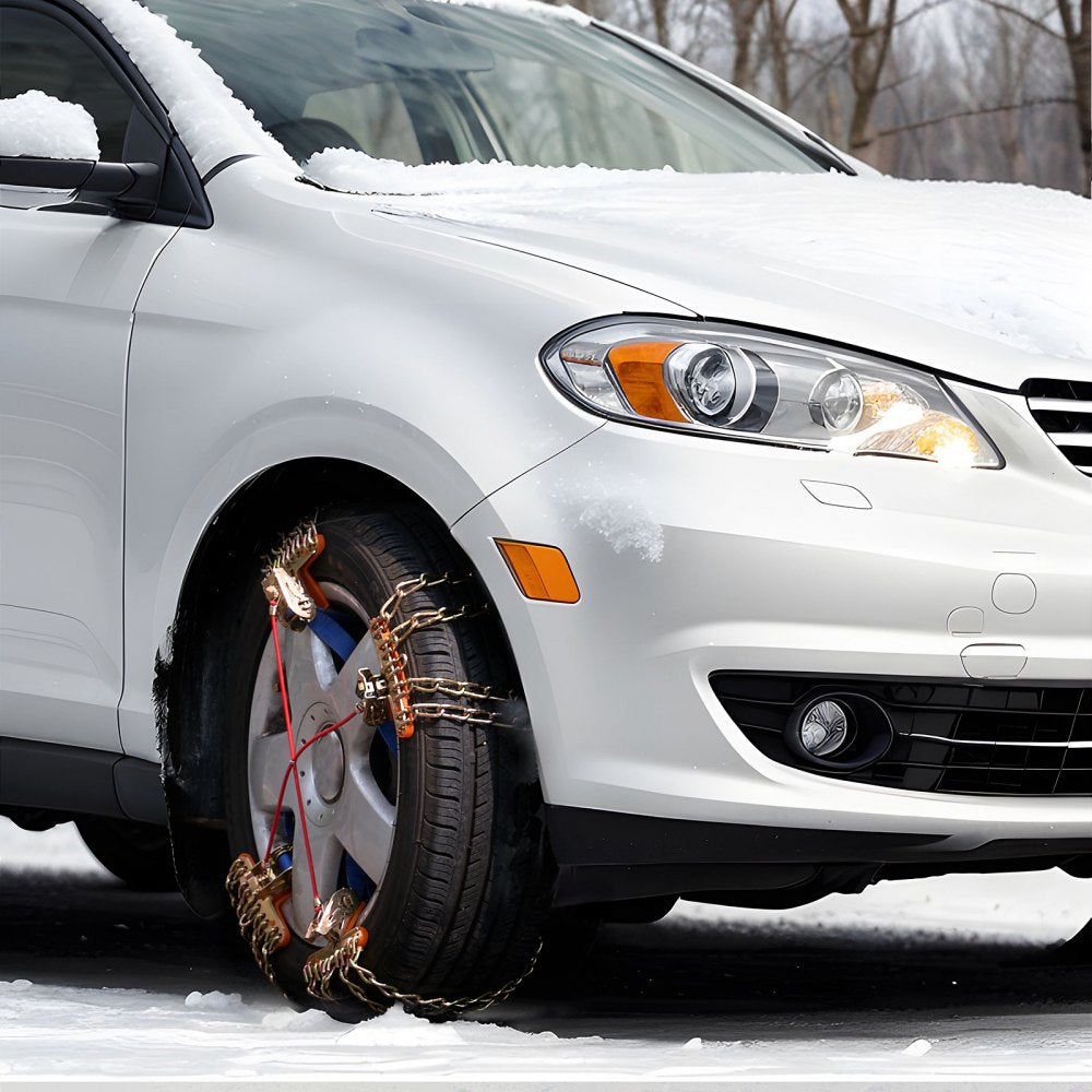VEVOR 16 PCS Thickened Snow Chains, Tire Traction Wheel Chains for Tire Width 8-8.8 in /205-225 mm, Manganese Alloy Steel Emergency Tire Chains for Cars, Pickups, SUVs, and Trucks