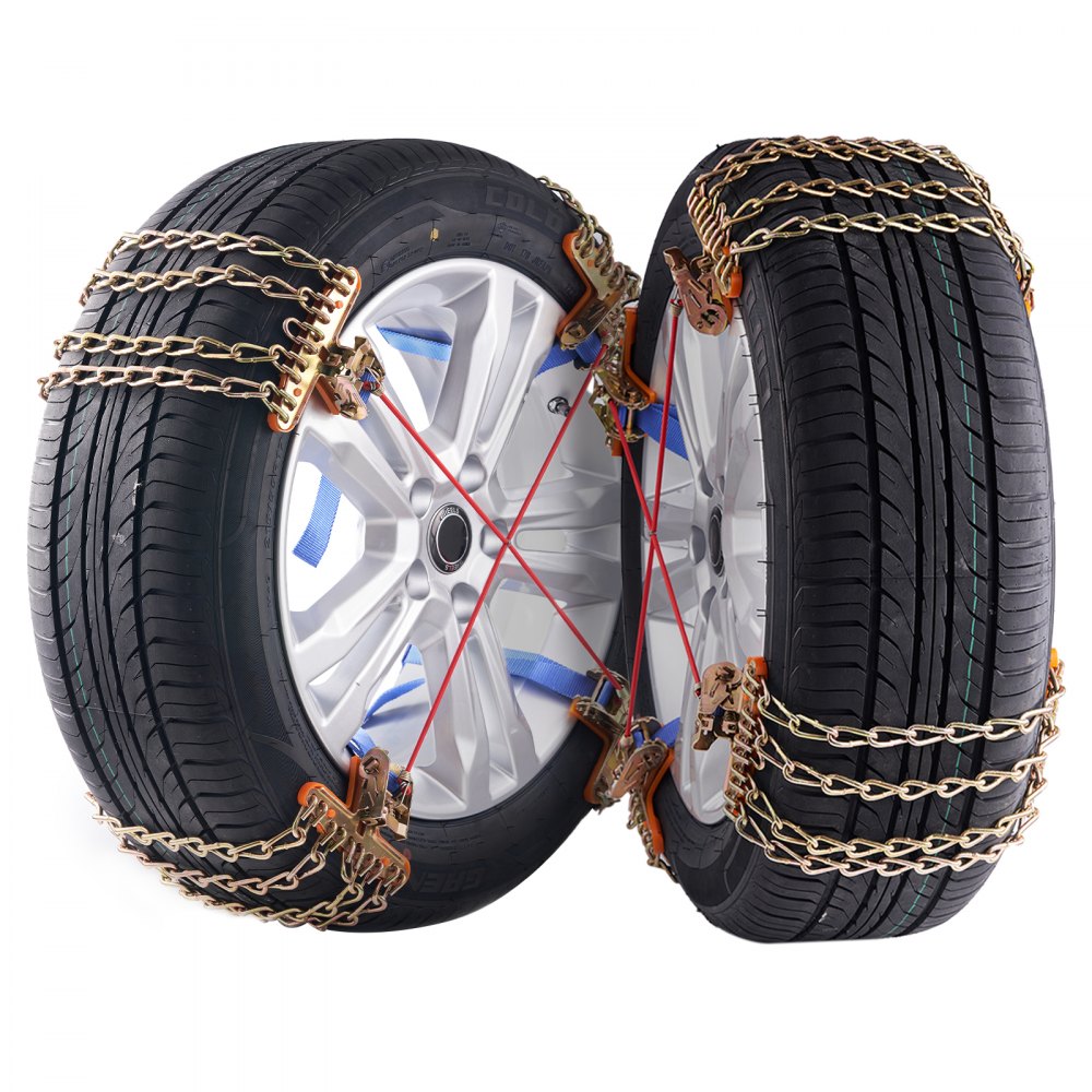 VEVOR 16 PCS Thickened Snow Chains, Tire Traction Wheel Chains for Tire Width 8-8.8 in /205-225 mm, Manganese Alloy Steel Emergency Tire Chains for Cars, Pickups, SUVs, and Trucks
