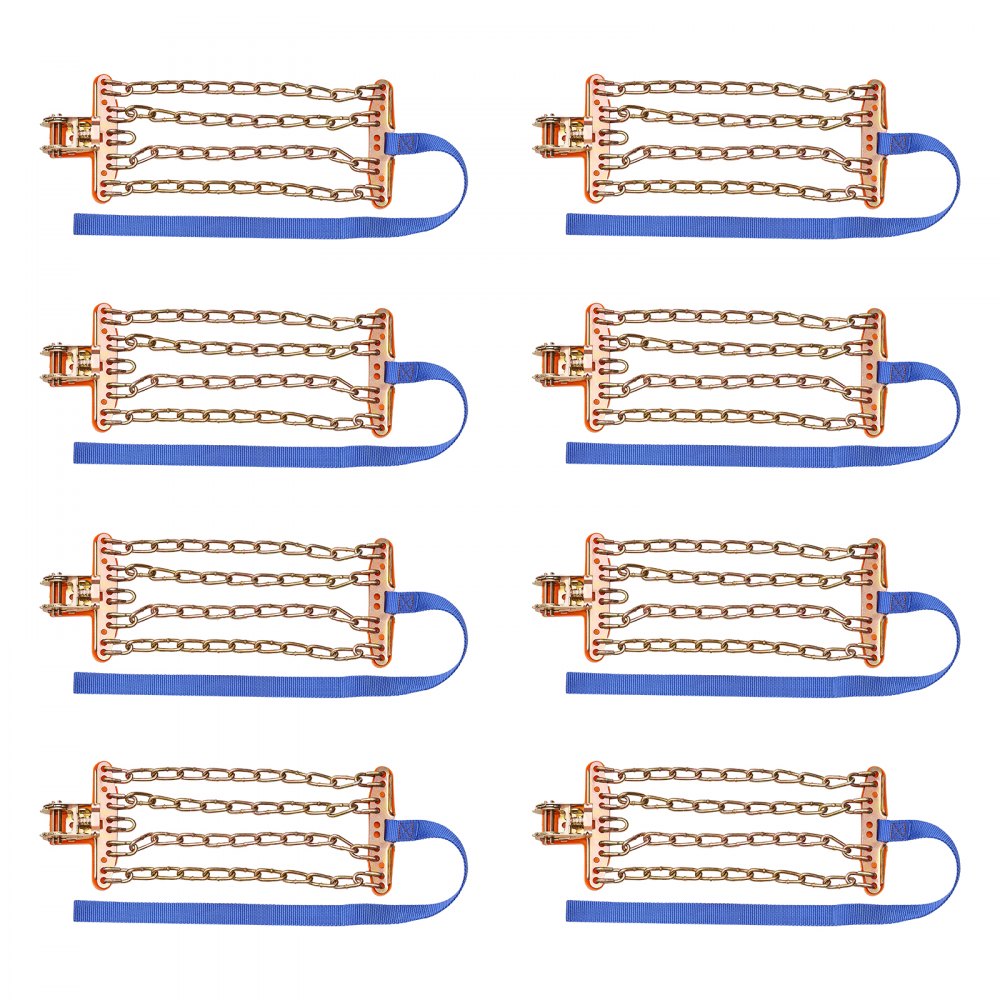 VEVOR 16 PCS Thickened Snow Chains, Tire Traction Wheel Chains for Tire Width 8-8.8 in /205-225 mm, Manganese Alloy Steel Emergency Tire Chains for Cars, Pickups, SUVs, and Trucks