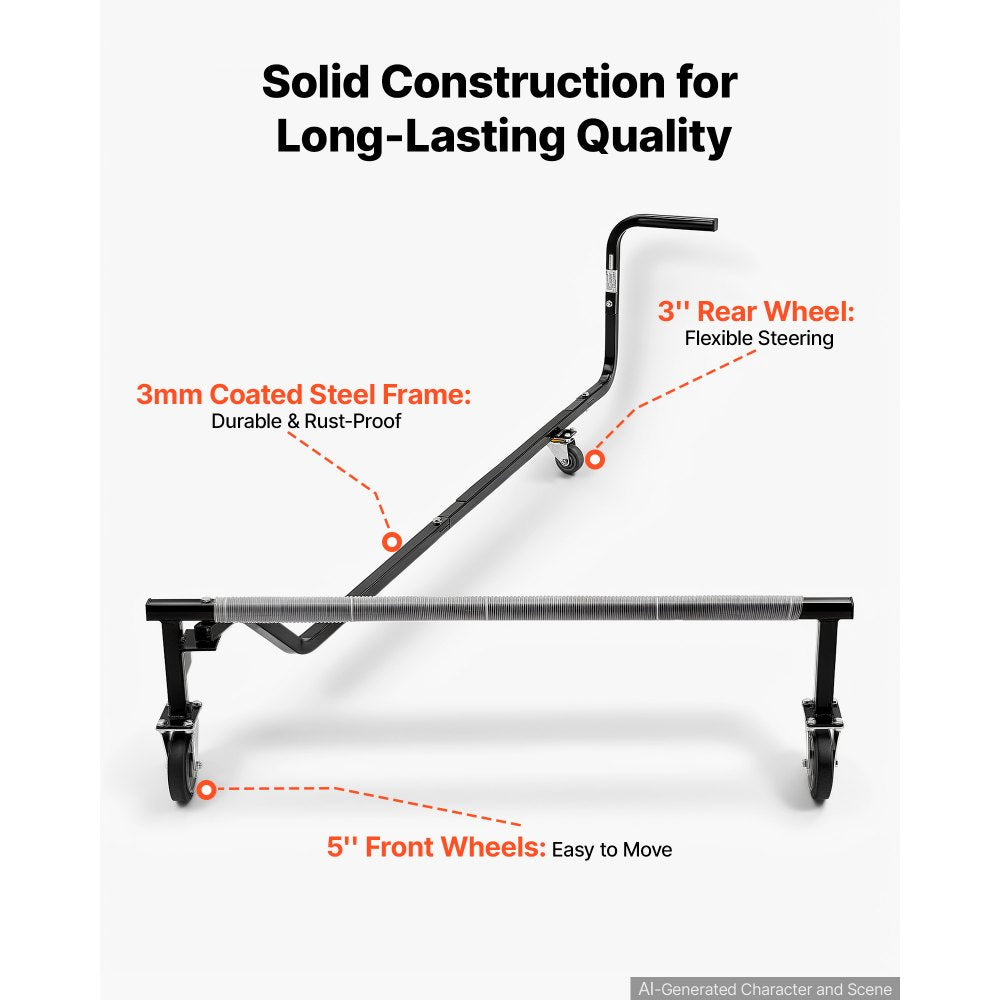 VEVOR Snowmobile Dolly Lift Stand with 10"-20" Lift Height 1000LBS Capacity, Foldable Side-Lift & Transport Snowmobile Dolly Stand, Heavy-Duty Steel Support with Wheels for Easy Moving & Maintenance