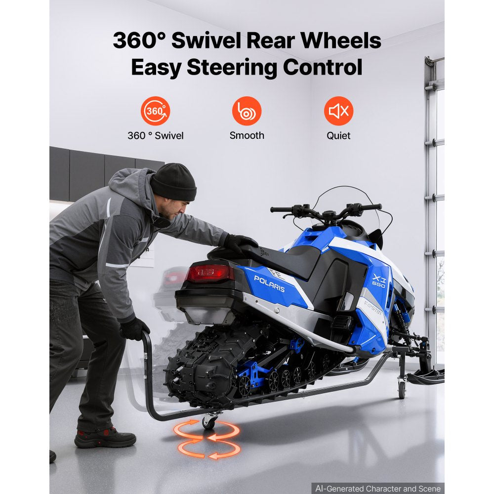 VEVOR Snowmobile Dolly Lift Stand with 10"-20" Lift Height 1000LBS Capacity, Foldable Side-Lift & Transport Snowmobile Dolly Stand, Heavy-Duty Steel Support with Wheels for Easy Moving & Maintenance