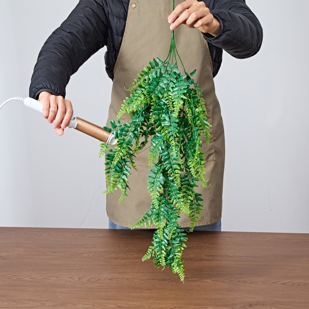 VEVOR Artificial Ferns, 12 Pcs Fake Hanging Boston Fern Bush Plant with 32 Inch Hanging Length, Plastic Faux Greenery for Indoor/Outdoor Decor, For Wall, Wedding Party, Home, Porch Garden, No Basket