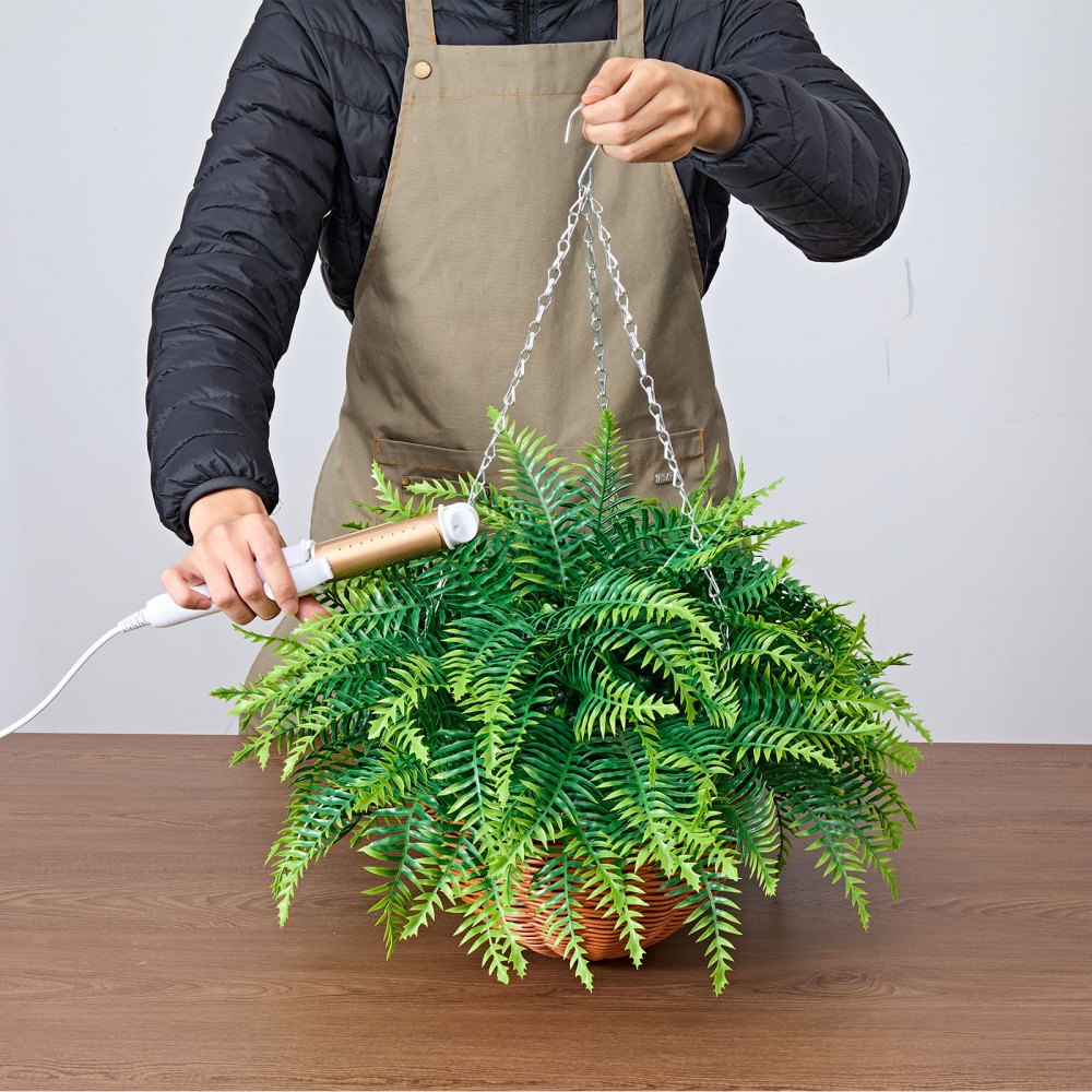 VEVOR Artificial Ferns, 2 Pcs Fake Hanging Boston Fern Bush Plant with 23 Inch Hanging Length, Plastic Faux Greenery for Indoor and Outdoor Decor, For Wall, Wedding Party, Home, Porch Garden, Office