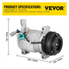 VEVOR AC Compressor 78363 Front Air Conditioning Compressor A/C Compressor for 2000-2014 Cadillac Chevy GMC Hummer 4.8L 5.3L 5.7L 6.0L 6.2L 8.1 (For 2000-2014 Chevy)