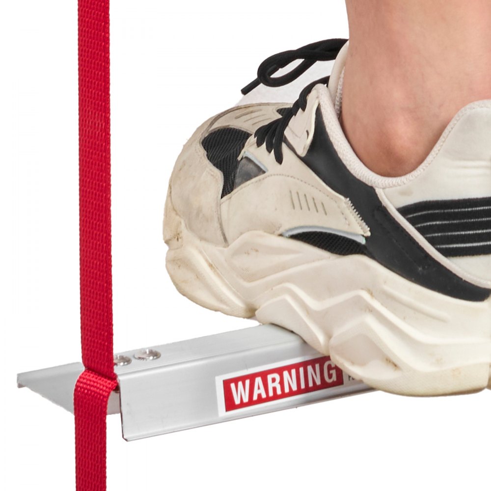 VEVOR Fire Escape Ladder, 5-6 Story 50FT Retractable Emergency Fire Ladder, Lightweight Aluminum Alloy Safety Escape Ladders with Sturdy Polyester Strap, Anti-Slip & Wide Rungs, 1000LBS Max Loading