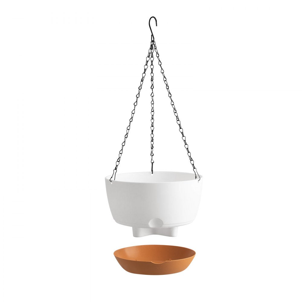 VEVOR Hanging Planters, 10 Inch Self-Watering Hanging Planter, 2 Pack Flower Pots with Drainage Hole & 2 Kinds of Plant Hangers, Plastic Basket Pots, for Garden Home Decor, Indoor & Outdoor Plants