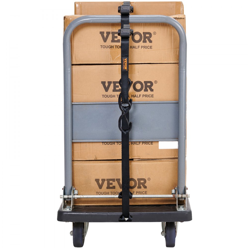 VEVOR Ratchet Tie Down Straps (4PK), 2200 lb Max Break Strength, Includes 4 Premium 1" x 15' Rachet Tie Downs with Padded Handles, for Moving Securing Cargo, Appliances, Lawn Equipment, Motorcycle