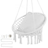 VEVOR Hanging Hammock Swing Chair, 330 lbs Capacity, Macramé Hanging Chair with Cushion and Mounting Hardware, Cotton Rope Swing Chair for Bedroom, Balcony, Patio, Garden, White
