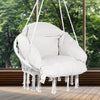 VEVOR Hanging Hammock Swing Chair, Macramé Hanging Chair with Cushion and Mounting Hardware, Cotton Rope Swing Chair for Bedroom, Balcony, Patio, Garden, 264 lbs Capacity, White