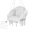 VEVOR Hanging Hammock Swing Chair, Macramé Hanging Chair with Cushion and Mounting Hardware, Cotton Rope Swing Chair for Bedroom, Balcony, Patio, Garden, 264 lbs Capacity, White