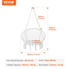 VEVOR Hanging Hammock Swing Chair, 330 Lbs Capacity, Macramé Hanging Chair with Mounting Hardware, Cotton Rope Swing Chair for Bedroom, Balcony, Patio, Garden, White