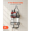 VEVOR Shower Caddy, 3-Tier Hanging Bathroom Shower Storage Organization Shelves Rack Set, with Soap Holder and Hooks for Towels, Sponge, 40 lbs Large Weight Capacity, Fits Shower Head, Matte Black