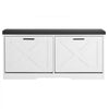 VEVOR Entryway Shoe Storage Bench, 39.4 x 12.0 x 18.7 Inch Shoe Organizer with Flip Drawers, 440lbs Narrow Shoes Rack Bench with Cushion & Flip Doors, for Hallway, Living Room, Bedroom, Black + White