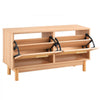 VEVOR Entryway Shoe Bench, 39.4 x 11.8 x 20.9 Inch Rattan-Like Shoes Bench with 2 Flip Drawers, 300lbs Shoe Storage Rack with 4 Compartments and 2 Rattan Doors, for Hallway, Living Room, Bedroom