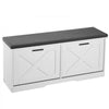 VEVOR Entryway Shoe Storage Bench 39.4" Wide 2-Tier Shoe Bench Black White, with 2 Flip Drawers, 440 lbs Load Capacity Storage Rack with Padded Seat Cushion, for Hallway, Living Room, and Bedroom