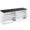 VEVOR Entryway Shoe Storage Bench 39.4" Wide 2-Tier Shoe Bench Black White, with 2 Flip Drawers, 440 lbs Load Capacity Storage Rack with Padded Seat Cushion, for Hallway, Living Room, and Bedroom