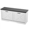 VEVOR Entryway Shoe Storage Bench 39.4" Wide 2-Tier Shoe Bench Black White, with 2 Flip Drawers, 440 lbs Load Capacity Storage Rack with Padded Seat Cushion, for Hallway, Living Room, and Bedroom