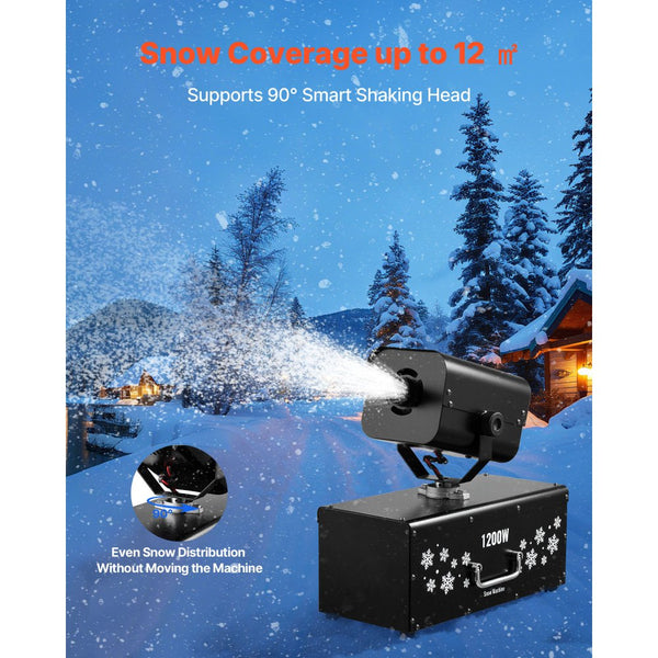 Vevor Snow Machine 1200W 90° Oscillating Snow Maker with Wireless Remo ...