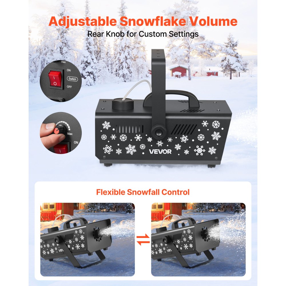 VEVOR Snow Machine, 650W Handheld/Hanging Fake Snow Maker, Snowmaking Machine with Portable Handle, Outdoor & Indoor Artificial Snowflake Maker for DJ Stage Parties Christmas Decor