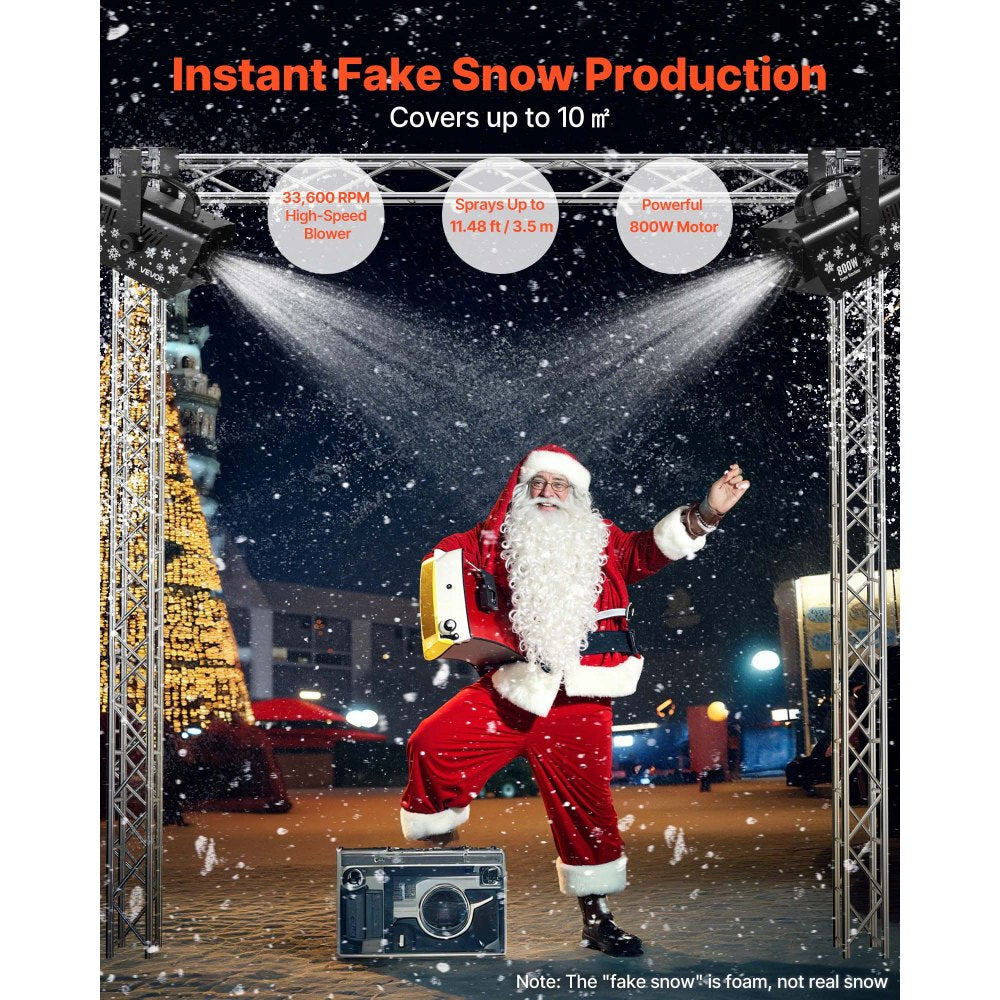 VEVOR Snow Machine, 800W Handheld/Hanging Snow Maker, Portable Wireless Remote Snowmaking machine with 1L Tank & Handle, Outdoor & Indoor Snowflake Maker for Christmas Party Stage Effect