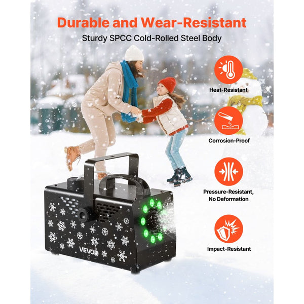 Vevor Snow Machine 900W LED Wireless Remote Fake Snow Maker New ...