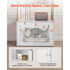 VEVOR Cat Litter Box Enclosure Furniture, 27.6 in Hidden Litter Box Cabinet with Metal Legs & 2-Tier Storage Shelves, Waterproof Cat Washroom Cat House, Fit Most of Litterbox, for Living Room