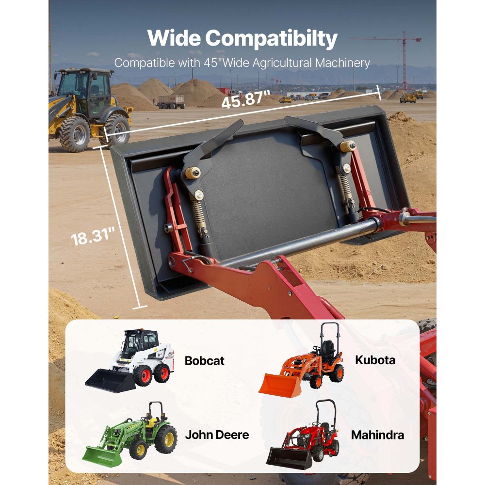 VEVOR 1/2 in Skid Steer Mount Plate Universal Quick Attach Mount Plate, Easy to Bolt, 9000 lbs Load Capacity, Heavy Duty Steel Loader Plates Compatible with Kubota Bobcat Skid Steers and Tractors