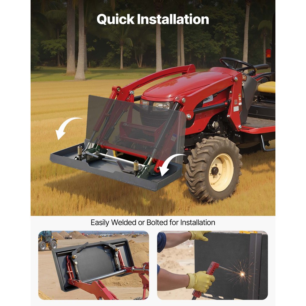 VEVOR 1/2 in Skid Steer Mount Plate Universal Quick Attach Mount Plate, Easy to Bolt, 9000 lbs Load Capacity, Heavy Duty Steel Loader Plates Compatible with Kubota Bobcat Skid Steers and Tractors