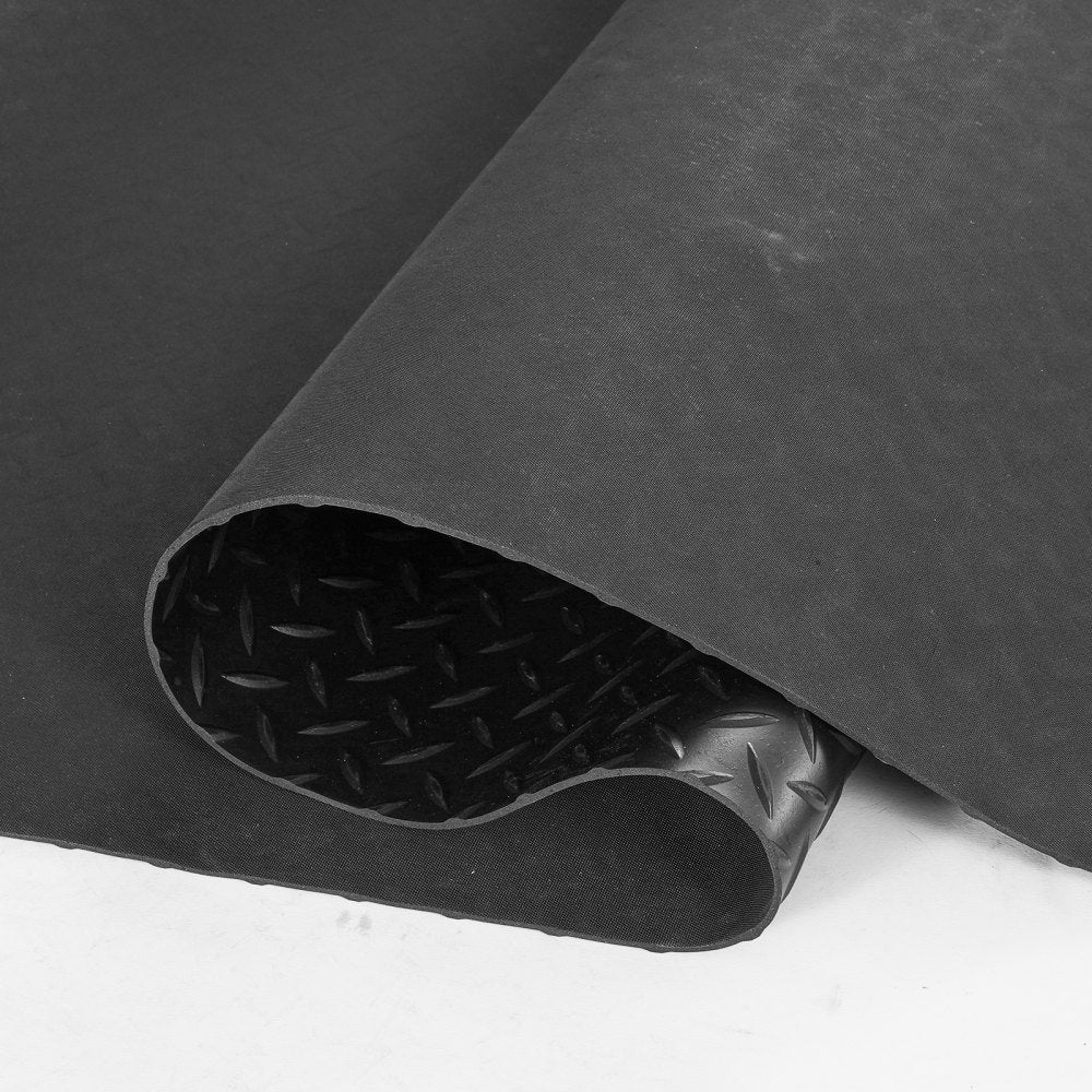 VEVOR Diamond-Plate Rubber Flooring Roll, 3 mm x 4 ft x 10 ft Garage Floor Mat, SBR Rubber Garage Flooring Roll, Easy to Clean, Diamond Plate Rubber Mat for Under Cars, Garage Industry Gym, Black