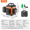 VEVOR 100ft Self Leveling Laser Level, Manual Green 3 x 360° Cross Line Laser, Manual Self-leveling Mode & IP54 Waterproof 8h Continuous Working Time Line Laser, Battery/Stand Included