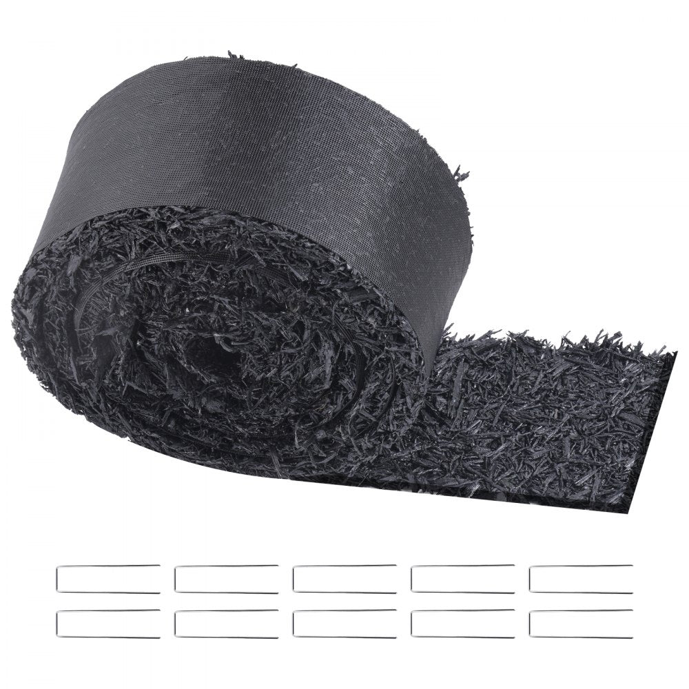 VEVOR Rubber Mulch for Landscaping, Recycled Rubber Mulch Mat 120 x 4.5 in, Permanent Rubber Pathway, Natural-Looking Black Mulch Garden Edging Border for Plants, Vegetables & Flower Garden Barrier