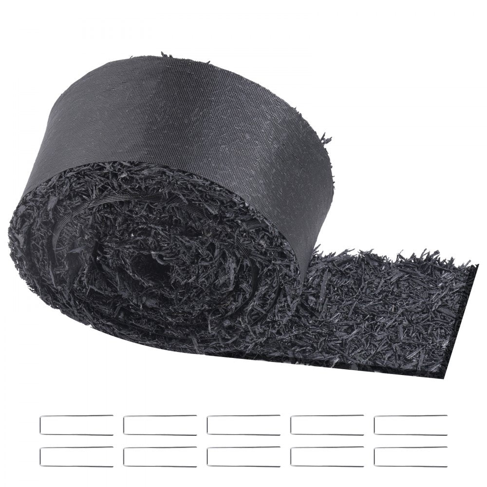 VEVOR Rubber Mulch for Landscaping, Recycled Rubber Mulch Mat 120 x 4.5 in, Permanent Rubber Pathway, Natural-Looking Black Mulch Garden Edging Border for Plants, Vegetables & Flower Garden Barrier