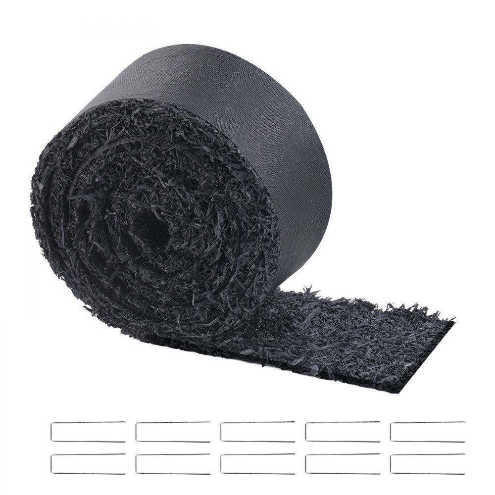 VEVOR Rubber Mulch for Landscaping, Recycled Rubber Mulch Mat 120 x 4.5 in, Permanent Rubber Pathway, Natural-Looking Black Mulch Garden Edging Border for Plants, Vegetables & Flower Garden Barrier