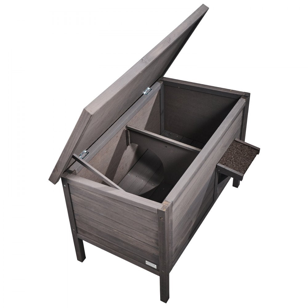 VEVOR Outdoor Cat House Weatherproof, Feral Cat Shelter for Multiple Cats, Outdoor Wooden Cat Rabbit House with All-Round Foam Insulated, Open Roof, PVC Door Flaps, 34"L x 22"W x 27"H