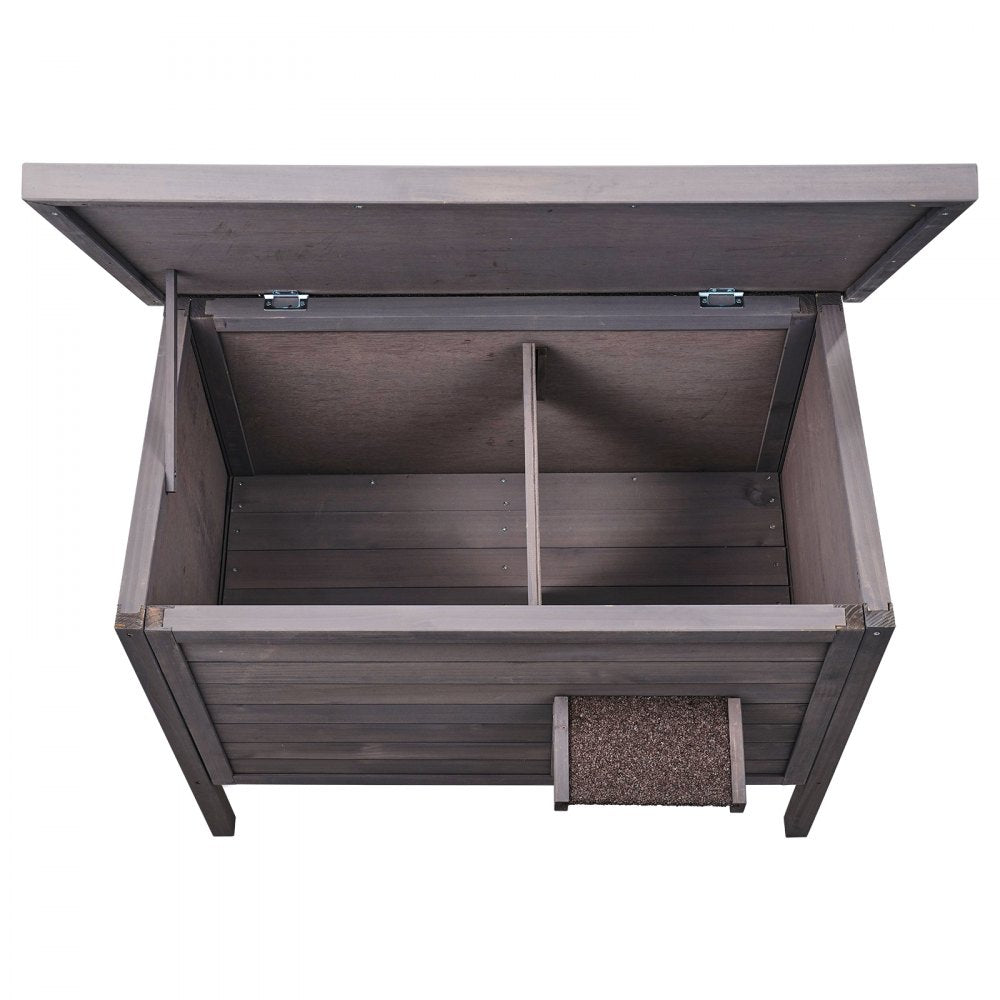 VEVOR Outdoor Cat House Weatherproof, Feral Cat Shelter for Multiple Cats, Outdoor Wooden Cat Rabbit House with All-Round Foam Insulated, Open Roof, PVC Door Flaps, 34"L x 22"W x 27"H