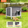VEVOR Outdoor Cat House Weatherproof, Feral Cat Shelter for Multiple Cats, Outdoor Wooden Cat Rabbit House with All-Round Foam Insulated, Open Roof, PVC Door Flaps, 24"L x 20"W x 21"H