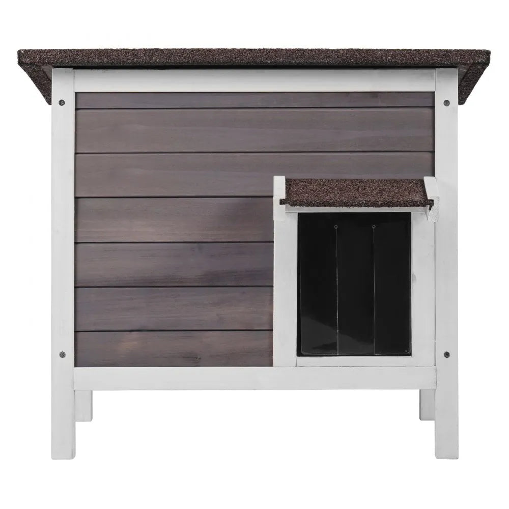 VEVOR Outdoor Cat House Weatherproof, Feral Cat Shelter for Multiple Cats, Outdoor Wooden Cat Rabbit House with All-Round Foam Insulated, Open Roof, PVC Door Flaps, 24"L x 20"W x 21"H