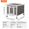 VEVOR Outdoor Cat House Weatherproof, Feral Cat Shelter for Multiple Cats, Outdoor Wooden Cat Rabbit House with PVC Door Flaps and Open Roof, 21"L x 17"W x 17"H